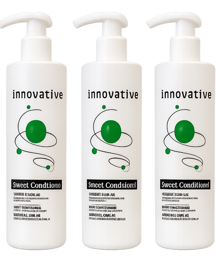 Three white bottles of Innovative Direct Conditioner with green design.